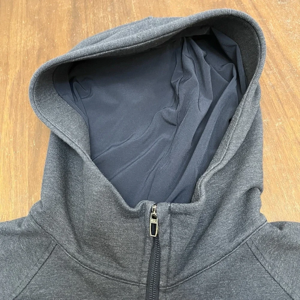Lululemon Mens M Blue City Sweat Thermo Full Zip Hoodie Heathered LM3CE6S